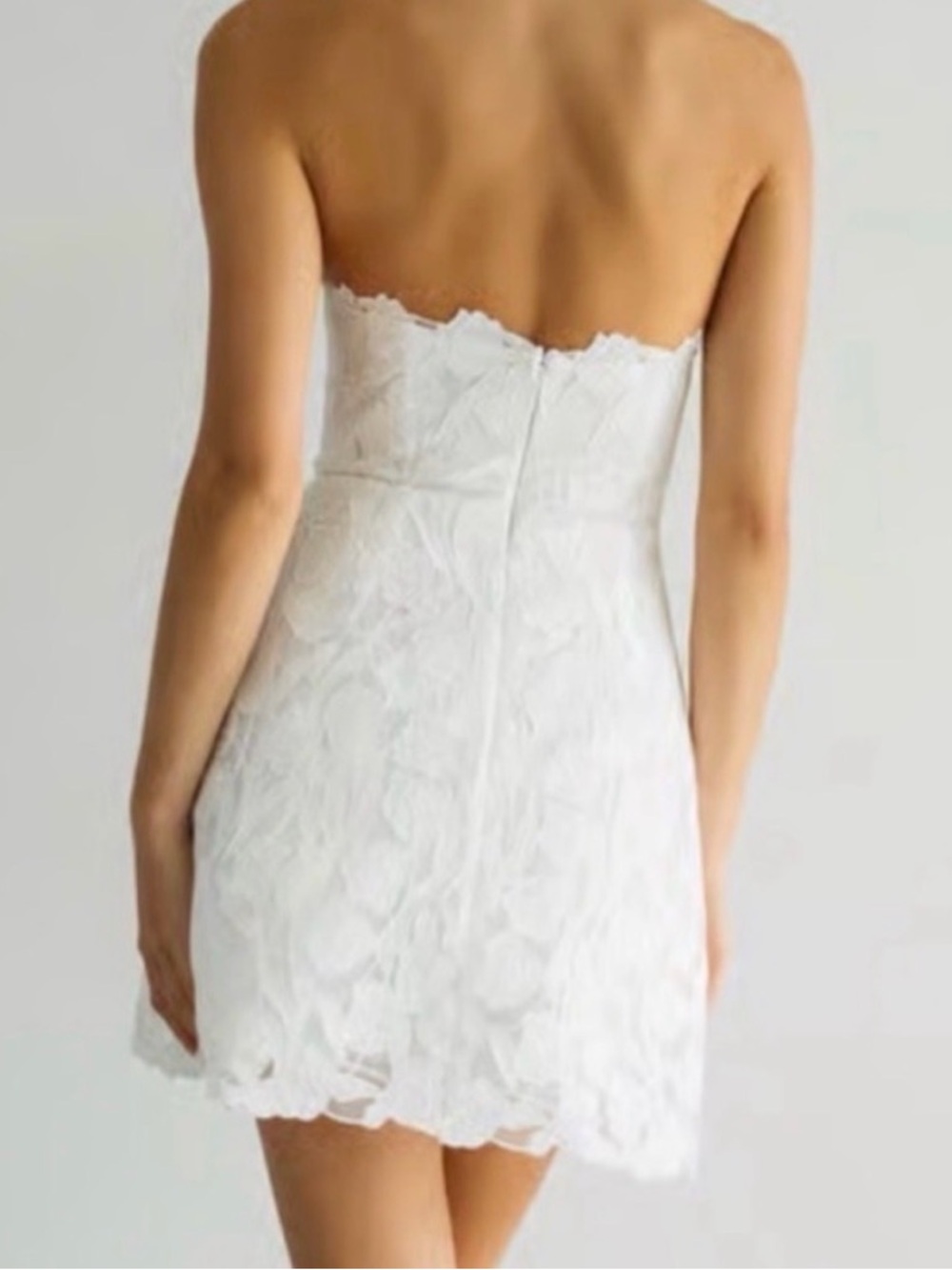 Jenny Yoo Amanda White Strapless Floral Lace Mini Dress: Size 14 - Picture 2 of 6